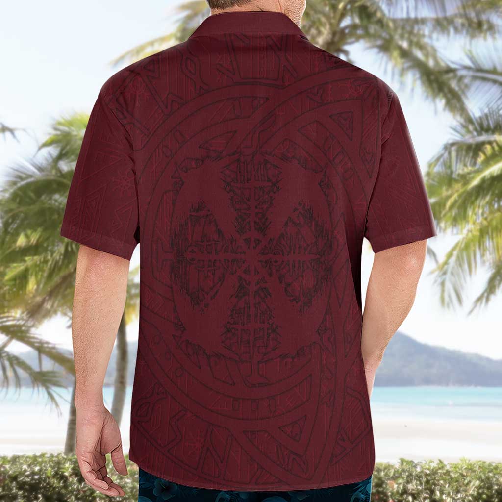 Demonic Skull Sigil Vikings Hawaiian Shirt Dark Gothic Rune Grunge Illustration