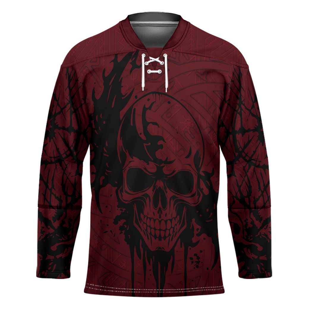 Demonic Skull Sigil Vikings Hockey Jersey Dark Gothic Rune Grunge Illustration