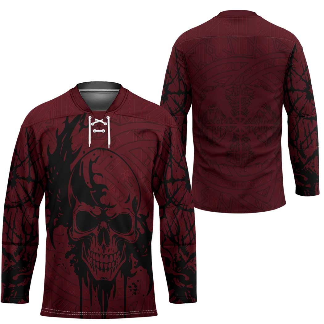 Demonic Skull Sigil Vikings Hockey Jersey Dark Gothic Rune Grunge Illustration