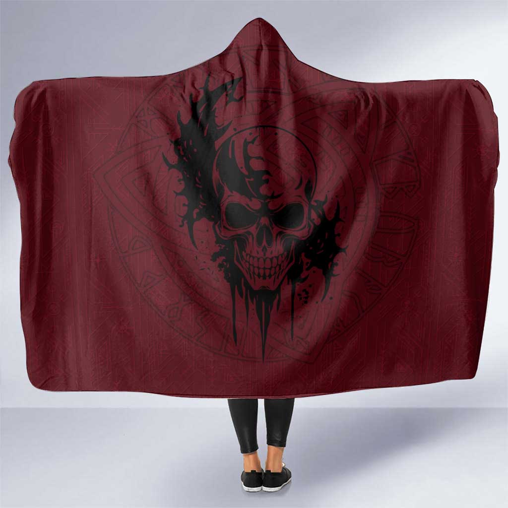 Demonic Skull Sigil Vikings Hooded Blanket Dark Gothic Rune Grunge Illustration