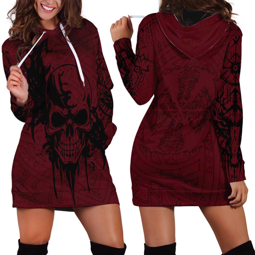 Demonic Skull Sigil Vikings Hoodie Dress Dark Gothic Rune Grunge Illustration