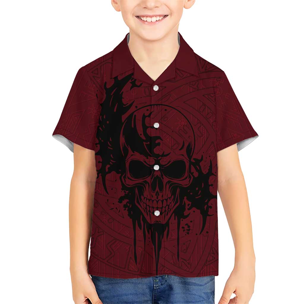 Demonic Skull Sigil Vikings Kid Hawaiian Shirt Dark Gothic Rune Grunge Illustration