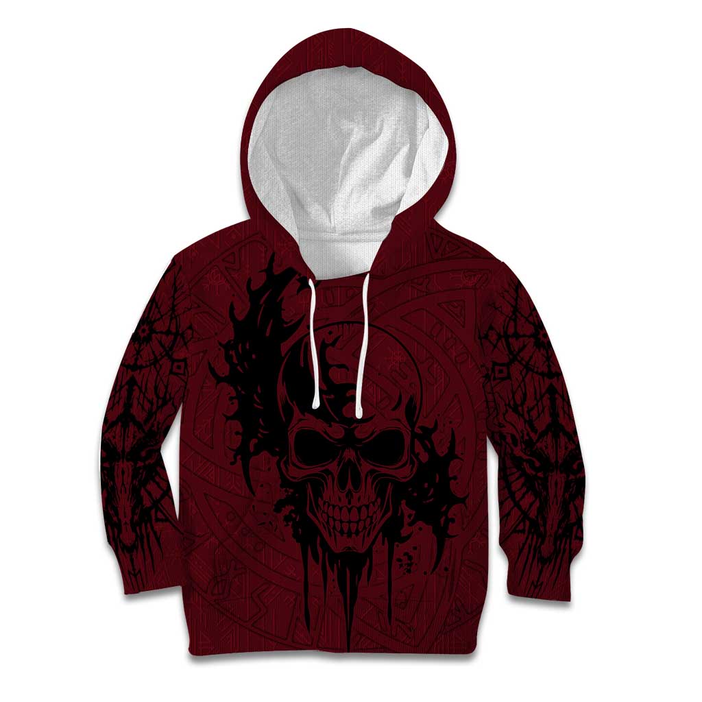 Demonic Skull Sigil Vikings Kid Hoodie Dark Gothic Rune Grunge Illustration