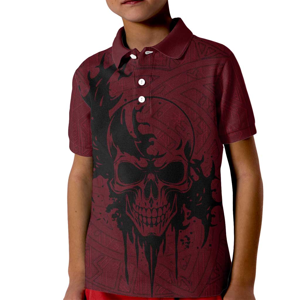 Demonic Skull Sigil Vikings Kid Polo Shirt Dark Gothic Rune Grunge Illustration