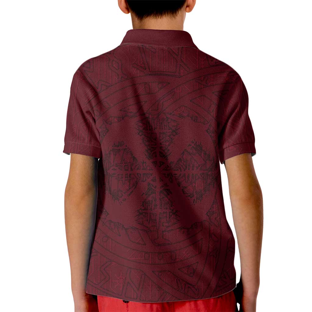Demonic Skull Sigil Vikings Kid Polo Shirt Dark Gothic Rune Grunge Illustration