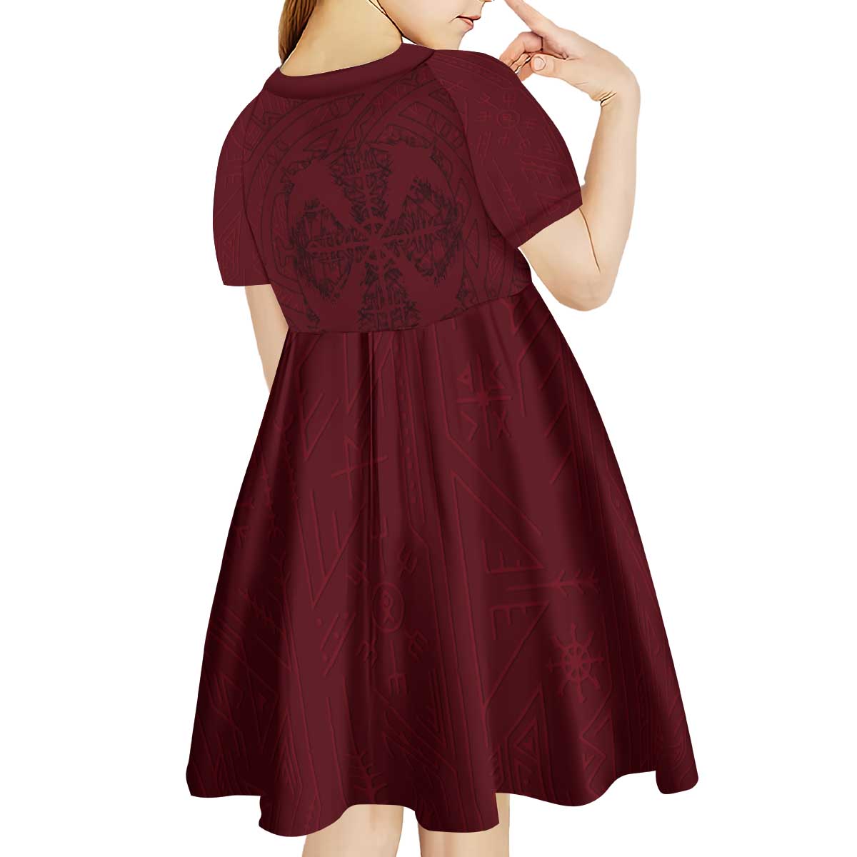 Demonic Skull Sigil Vikings Kid Short Sleeve Dress Dark Gothic Rune Grunge Illustration