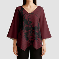 Demonic Skull Sigil Vikings Kimono Sleeve Blouse Dark Gothic Rune Grunge Illustration