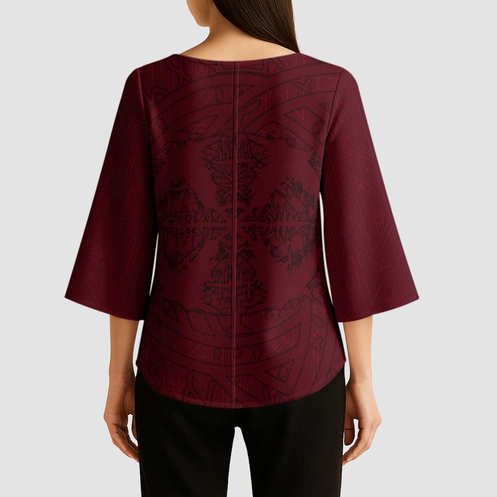 Demonic Skull Sigil Vikings Kimono Sleeve Blouse Dark Gothic Rune Grunge Illustration