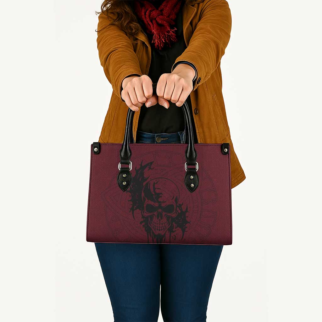 Demonic Skull Sigil Vikings Leather Bag Dark Gothic Rune Grunge Illustration