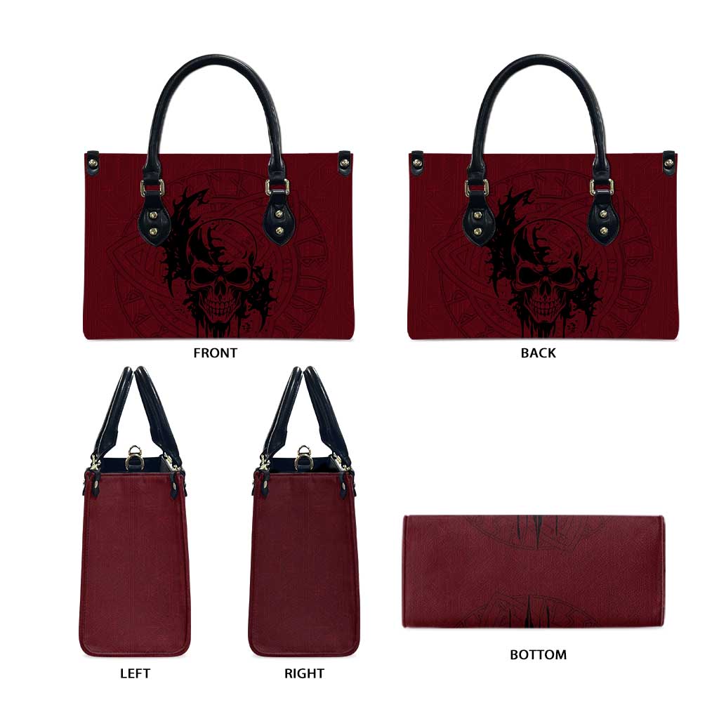 Demonic Skull Sigil Vikings Leather Bag Dark Gothic Rune Grunge Illustration