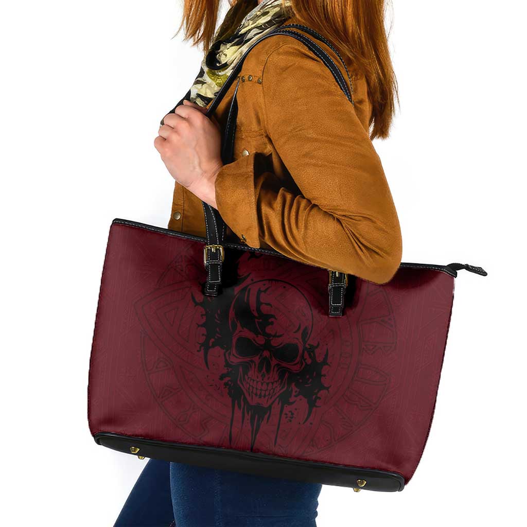 Demonic Skull Sigil Vikings Leather Tote Bag Dark Gothic Rune Grunge Illustration