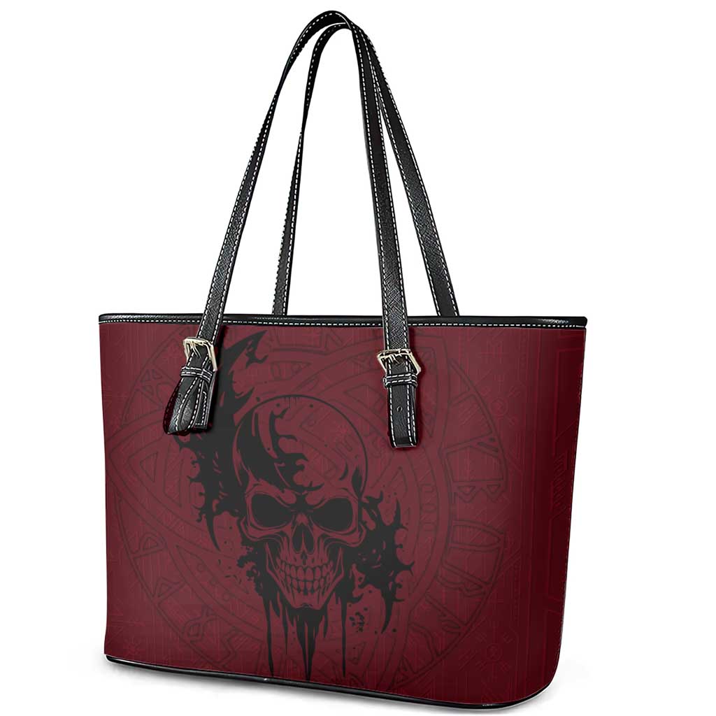 Demonic Skull Sigil Vikings Leather Tote Bag Dark Gothic Rune Grunge Illustration