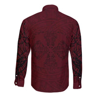 Demonic Skull Sigil Vikings Long Sleeve Button Shirt Dark Gothic Rune Grunge Illustration