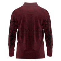 Demonic Skull Sigil Vikings Long Sleeve Polo Shirt Dark Gothic Rune Grunge Illustration