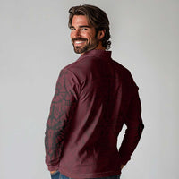 Demonic Skull Sigil Vikings Long Sleeve Polo Shirt Dark Gothic Rune Grunge Illustration