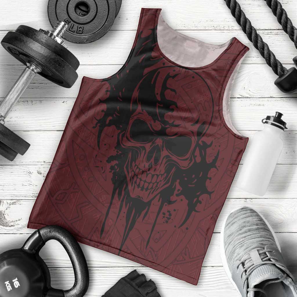 Demonic Skull Sigil Vikings Men Tank Top Dark Gothic Rune Grunge Illustration