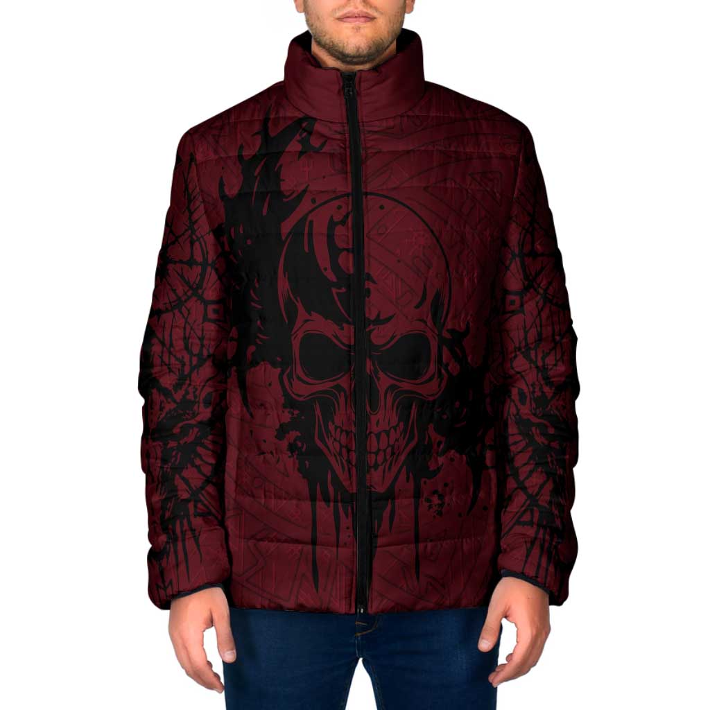 Demonic Skull Sigil Vikings Padded Jacket Dark Gothic Rune Grunge Illustration