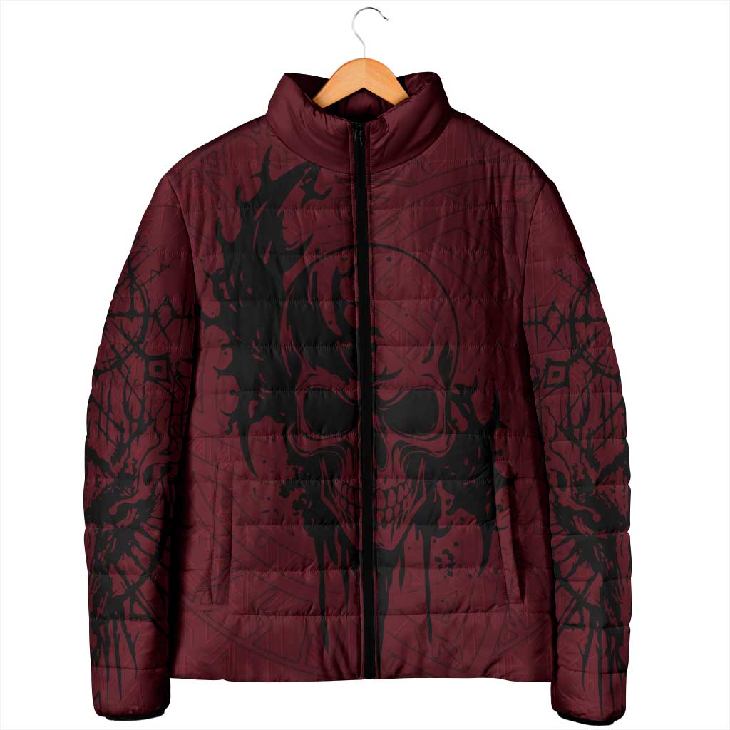 Demonic Skull Sigil Vikings Padded Jacket Dark Gothic Rune Grunge Illustration
