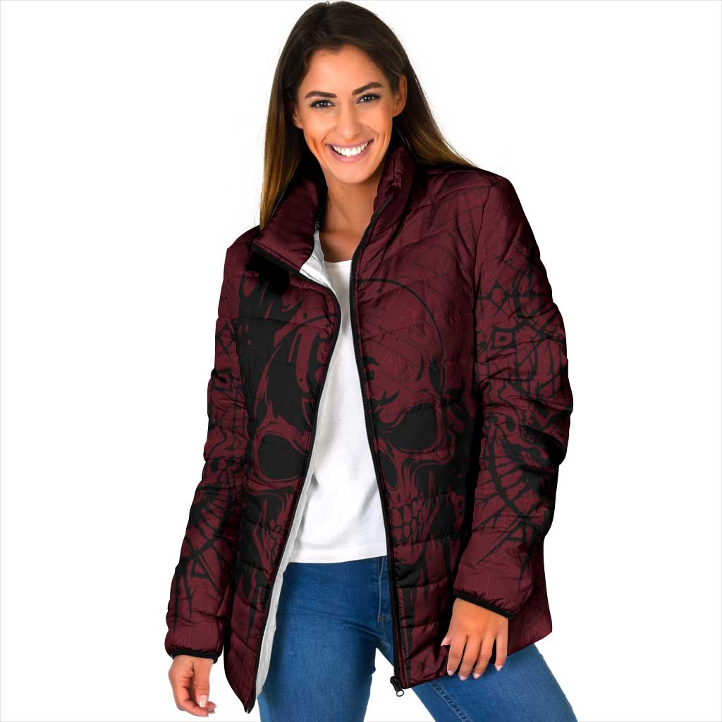 Demonic Skull Sigil Vikings Padded Jacket Dark Gothic Rune Grunge Illustration