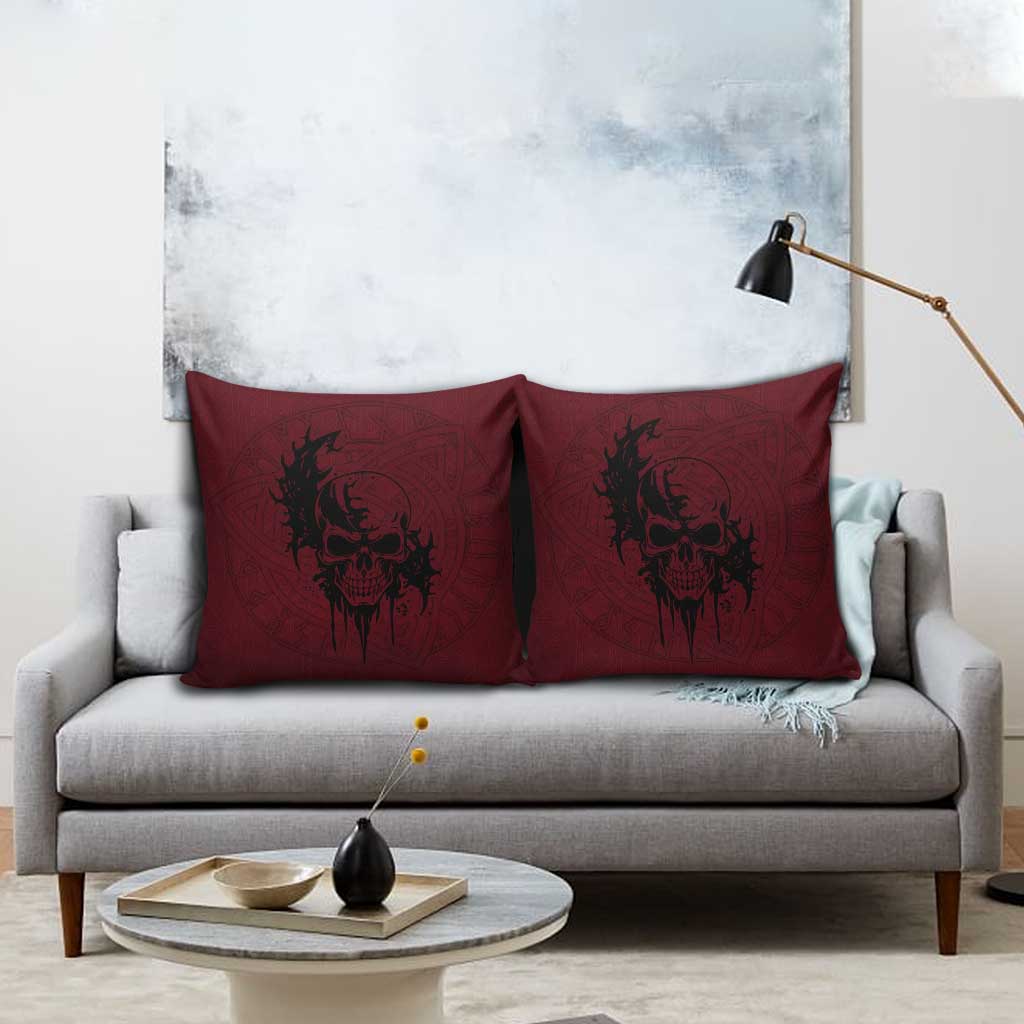 Demonic Skull Sigil Vikings Pillow Cover Dark Gothic Rune Grunge Illustration