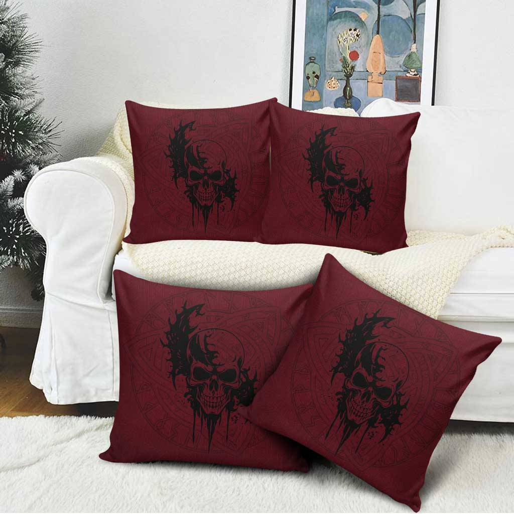 Demonic Skull Sigil Vikings Pillow Cover Dark Gothic Rune Grunge Illustration