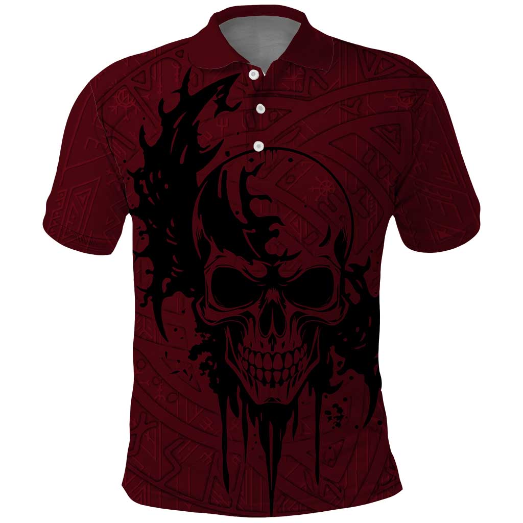 Demonic Skull Sigil Vikings Polo Shirt Dark Gothic Rune Grunge Illustration