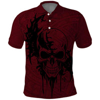 Demonic Skull Sigil Vikings Polo Shirt Dark Gothic Rune Grunge Illustration