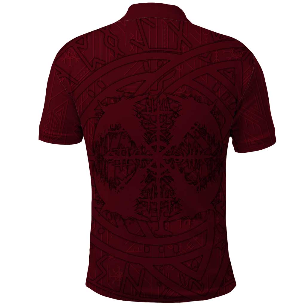 Demonic Skull Sigil Vikings Polo Shirt Dark Gothic Rune Grunge Illustration