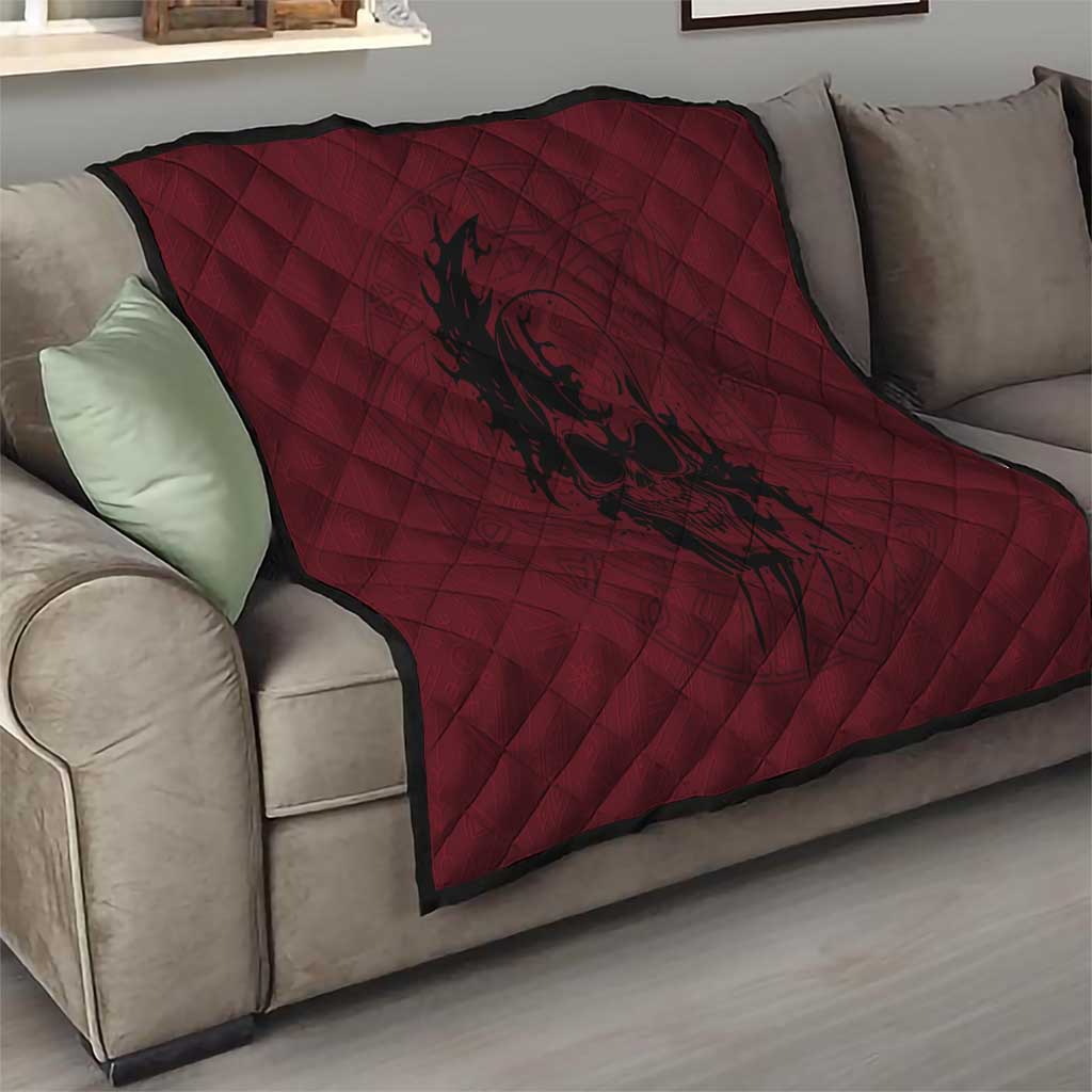 Demonic Skull Sigil Vikings Quilt Dark Gothic Rune Grunge Illustration