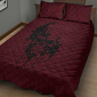 Demonic Skull Sigil Vikings Quilt Bed Set Dark Gothic Rune Grunge Illustration