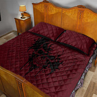 Demonic Skull Sigil Vikings Quilt Bed Set Dark Gothic Rune Grunge Illustration