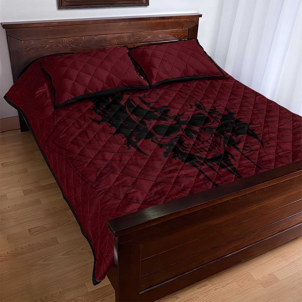 Demonic Skull Sigil Vikings Quilt Bed Set Dark Gothic Rune Grunge Illustration