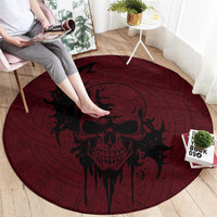 Demonic Skull Sigil Vikings Round Carpet Dark Gothic Rune Grunge Illustration