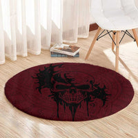 Demonic Skull Sigil Vikings Round Carpet Dark Gothic Rune Grunge Illustration