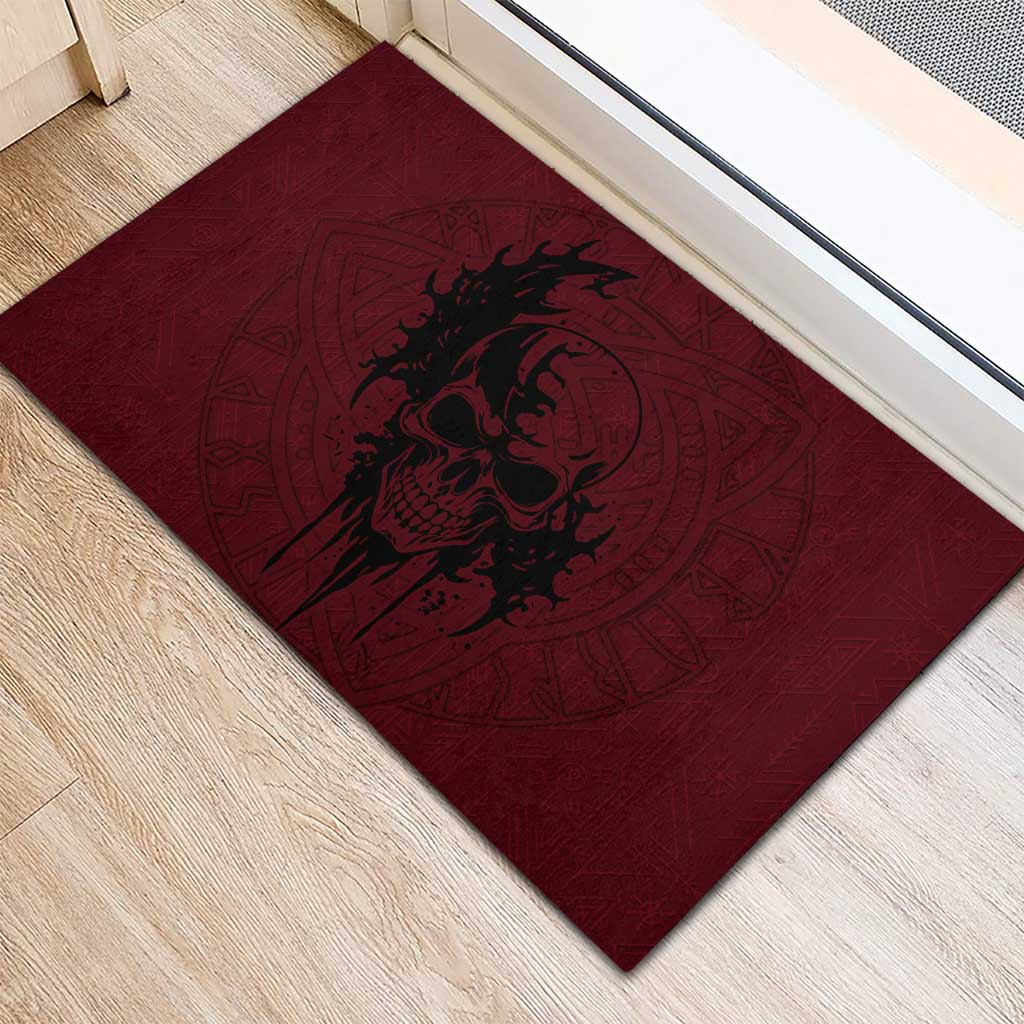 Demonic Skull Sigil Vikings Rubber Doormat Dark Gothic Rune Grunge Illustration