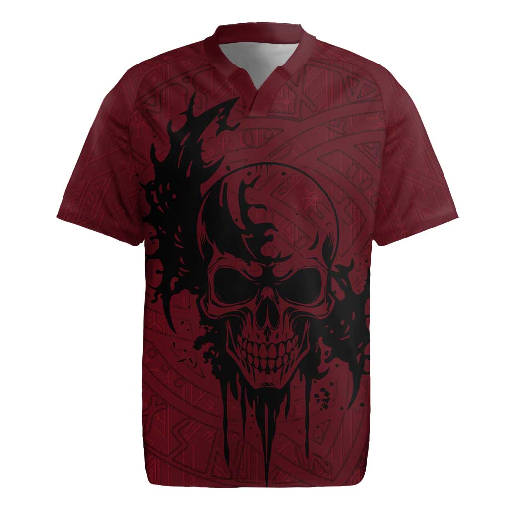 Demonic Skull Sigil Vikings Rugby Jersey Dark Gothic Rune Grunge Illustration