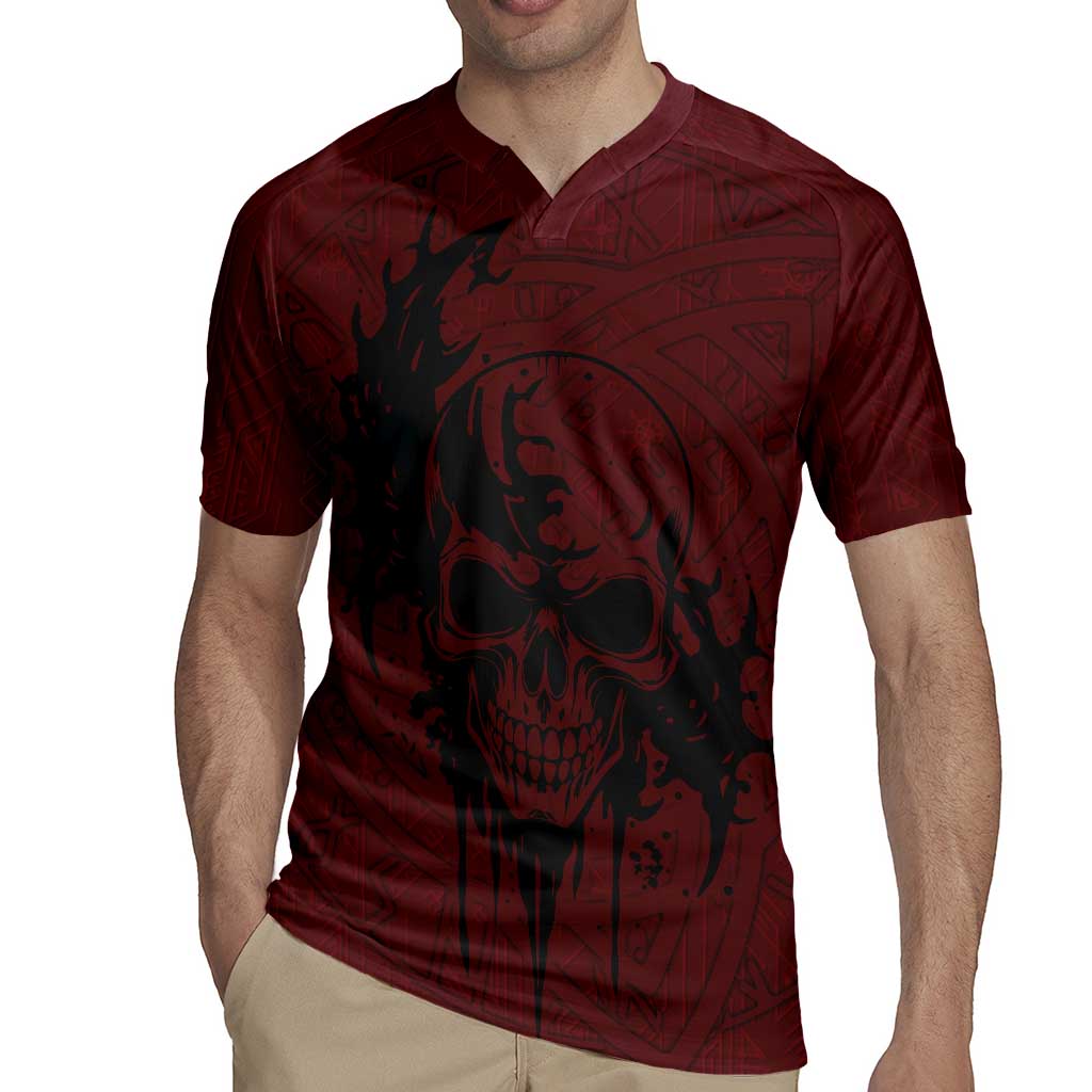 Demonic Skull Sigil Vikings Rugby Jersey Dark Gothic Rune Grunge Illustration