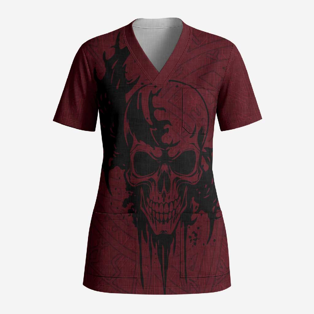 Demonic Skull Sigil Vikings Scrub Top Dark Gothic Rune Grunge Illustration