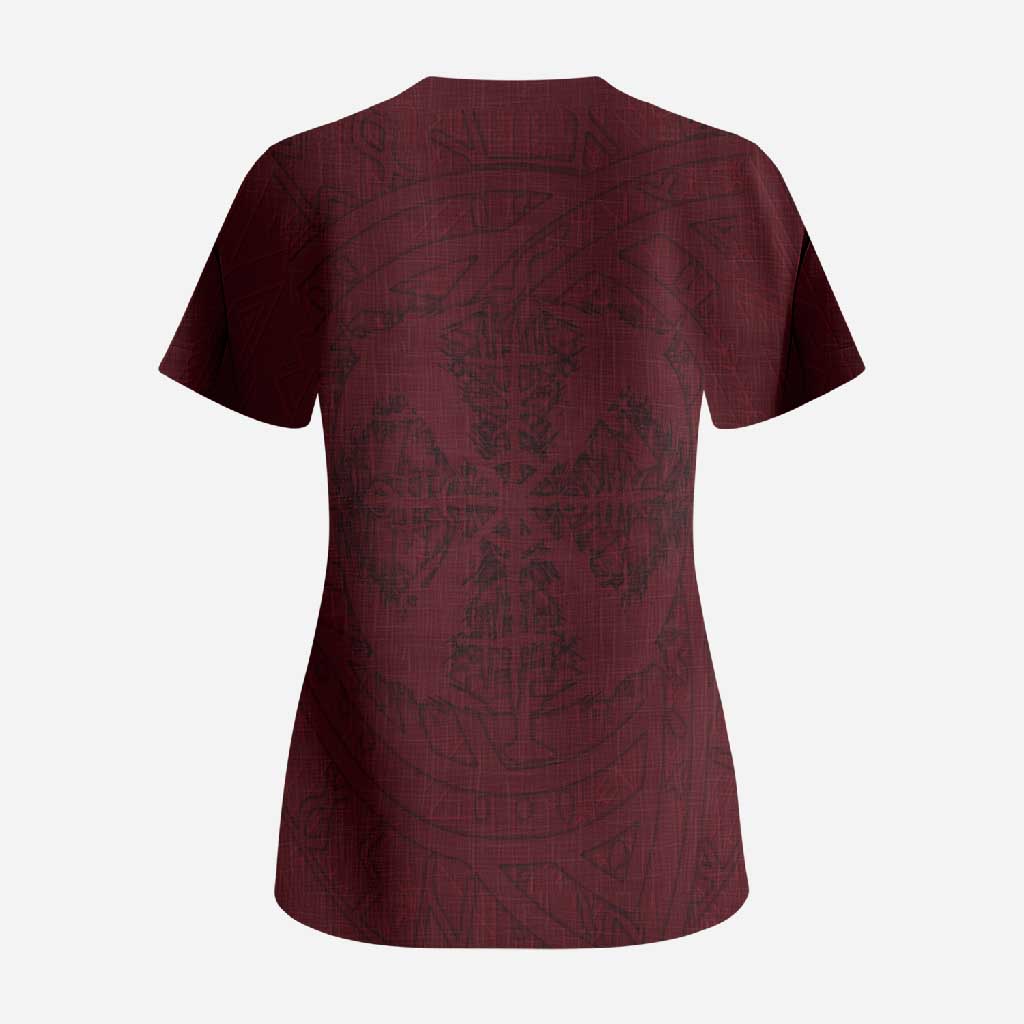 Demonic Skull Sigil Vikings Scrub Top Dark Gothic Rune Grunge Illustration