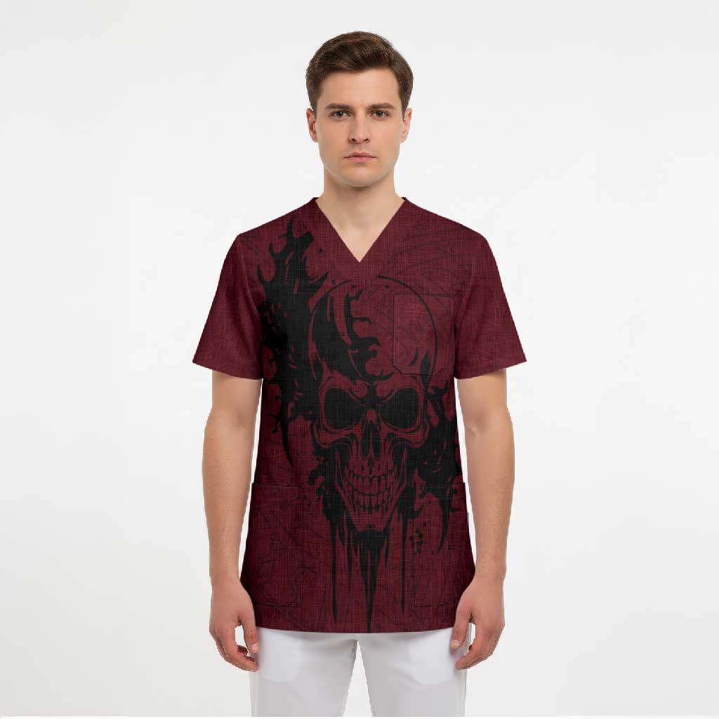Demonic Skull Sigil Vikings Scrub Top Dark Gothic Rune Grunge Illustration