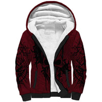 Demonic Skull Sigil Vikings Sherpa Hoodie Dark Gothic Rune Grunge Illustration