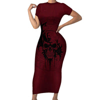 Demonic Skull Sigil Vikings Short Sleeve Bodycon Dress Dark Gothic Rune Grunge Illustration