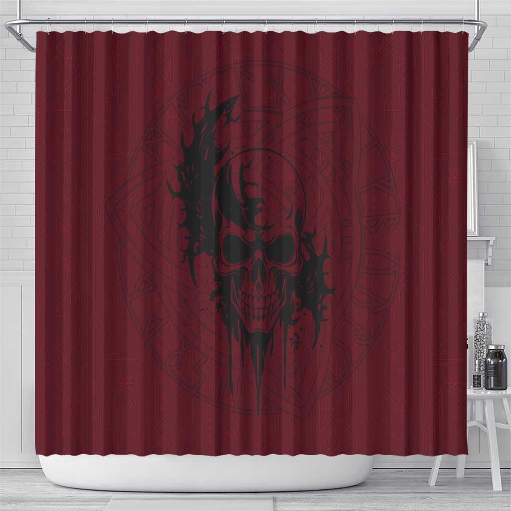 Demonic Skull Sigil Vikings Shower Curtain Dark Gothic Rune Grunge Illustration