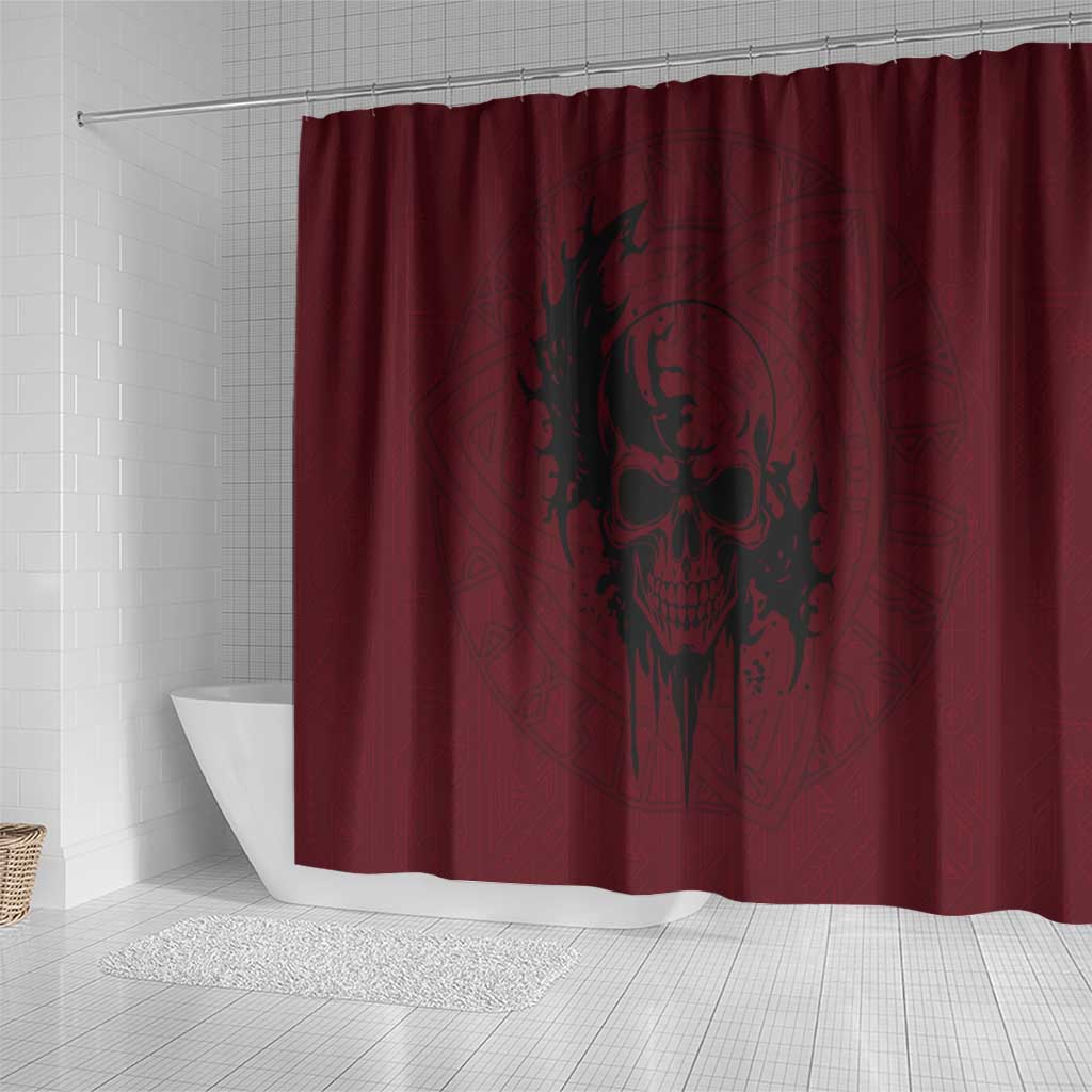 Demonic Skull Sigil Vikings Shower Curtain Dark Gothic Rune Grunge Illustration