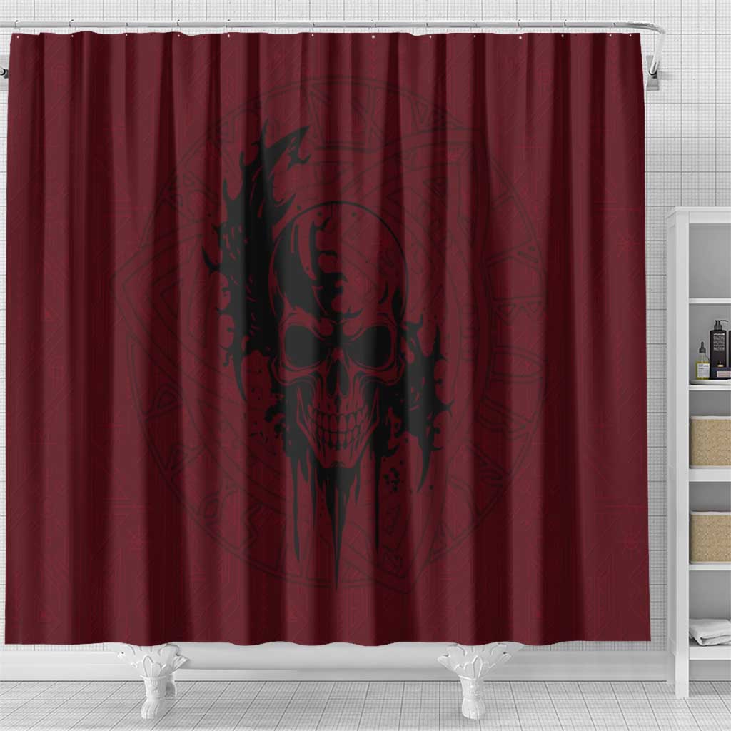 Demonic Skull Sigil Vikings Shower Curtain Dark Gothic Rune Grunge Illustration