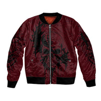 Demonic Skull Sigil Vikings Sleeve Zip Bomber Jacket Dark Gothic Rune Grunge Illustration