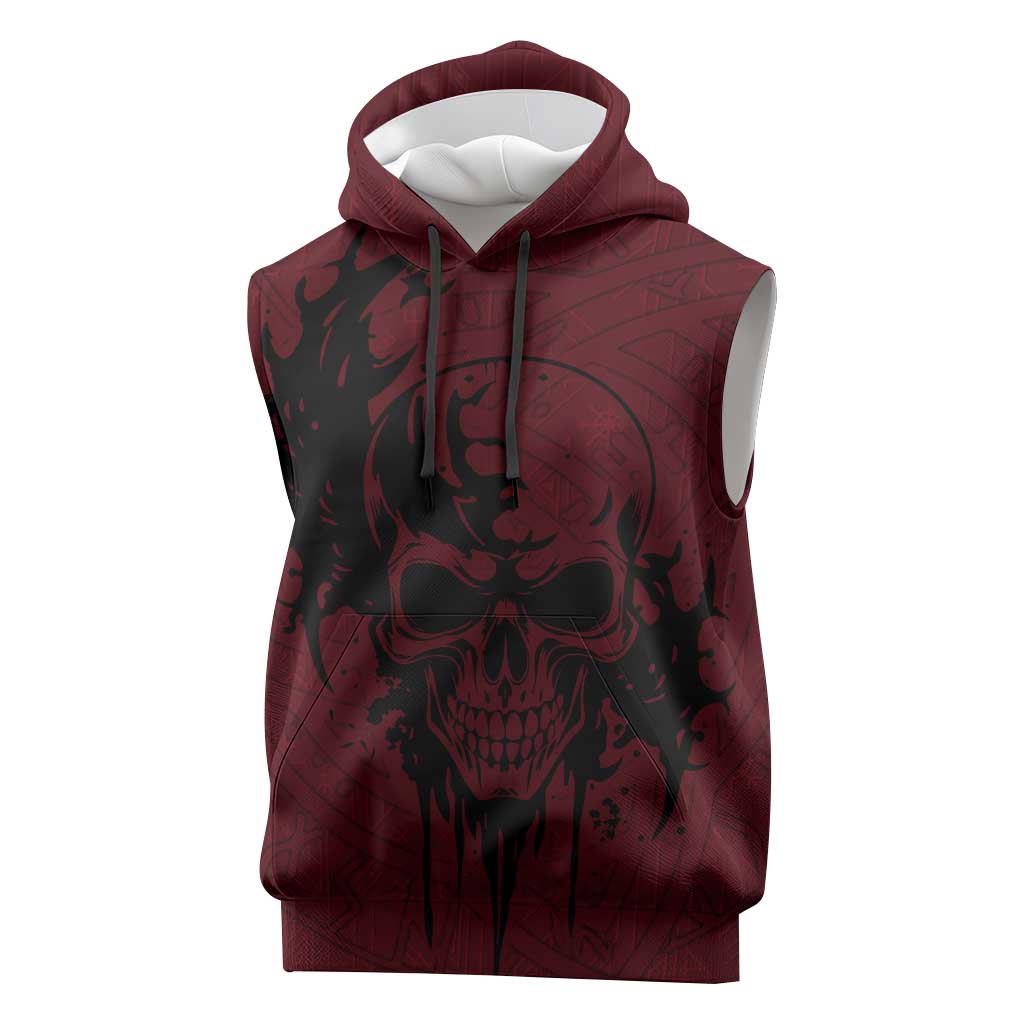 Demonic Skull Sigil Vikings Sleeveless Hoodie Dark Gothic Rune Grunge Illustration