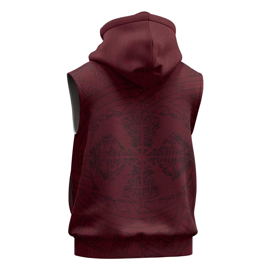 Demonic Skull Sigil Vikings Sleeveless Hoodie Dark Gothic Rune Grunge Illustration