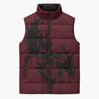 Demonic Skull Sigil Vikings Sleeveless Puffer Jacket Dark Gothic Rune Grunge Illustration