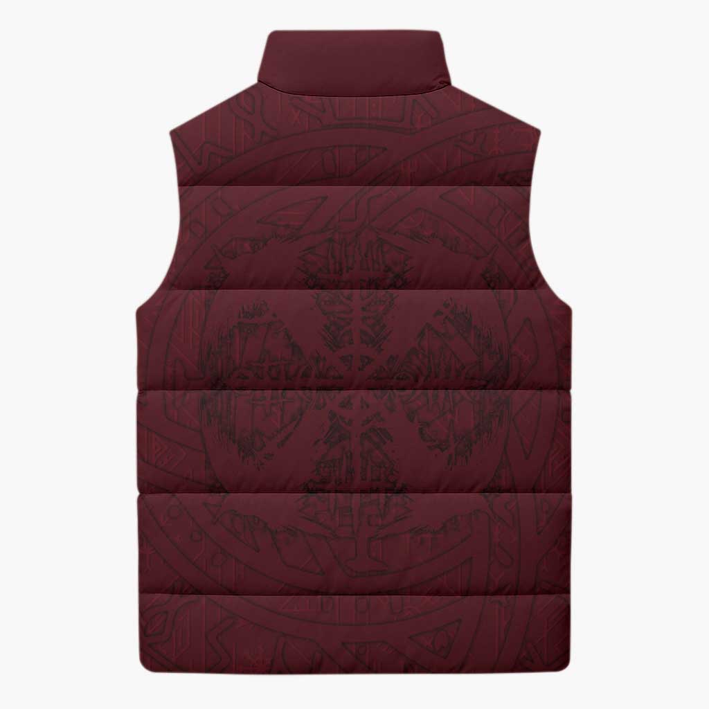 Demonic Skull Sigil Vikings Sleeveless Puffer Jacket Dark Gothic Rune Grunge Illustration